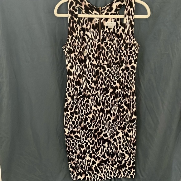 Calvin Klein: Cheetah print full back zip dress-tank top style- Midi length- 8 - Picture 1 of 16